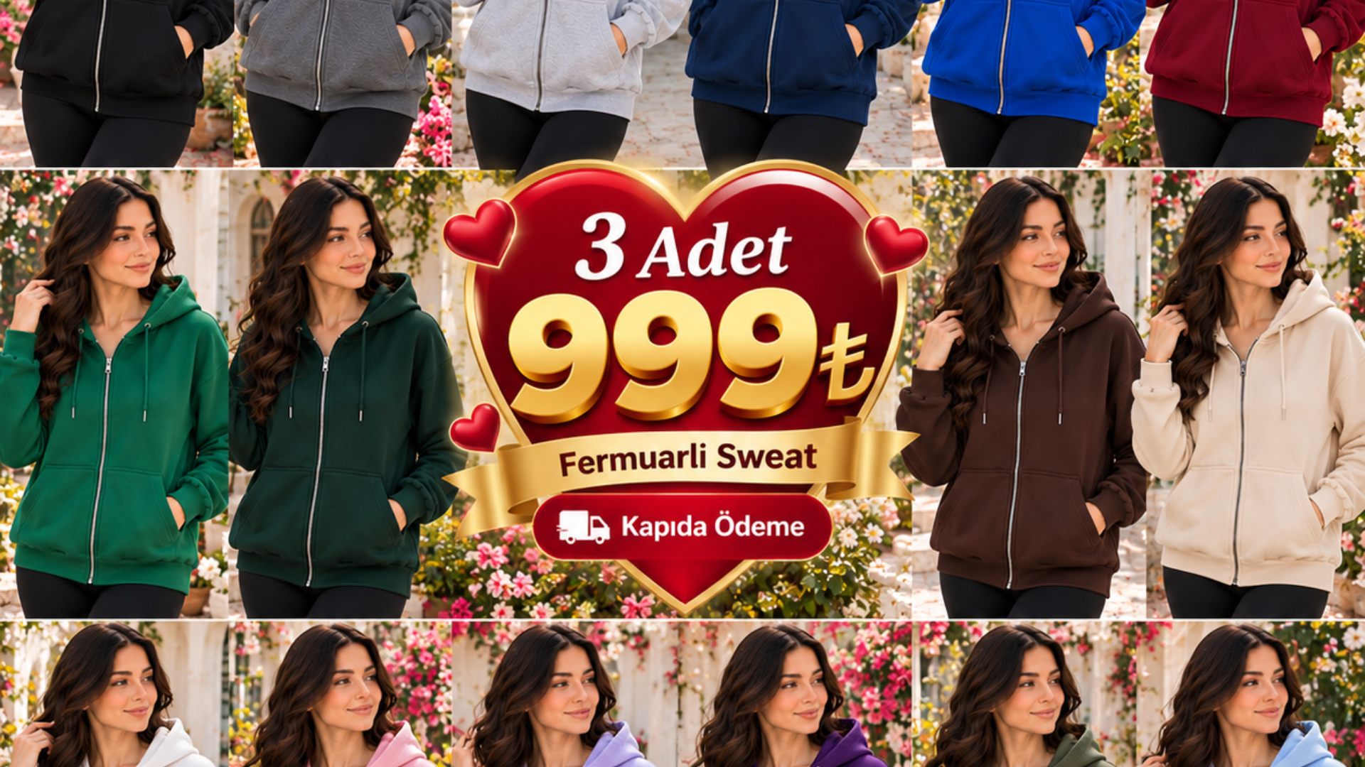 3 ADET FERMUARLI SWEAT